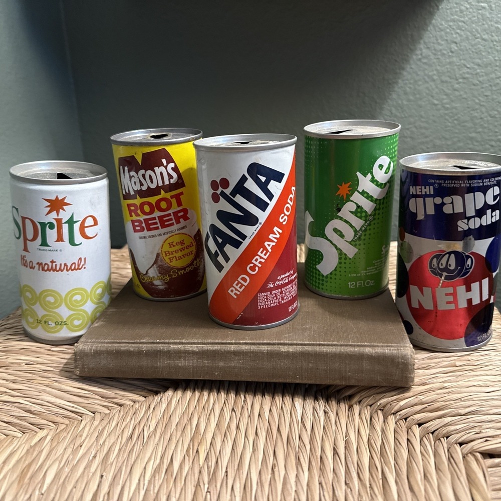 vintage soda cans lot